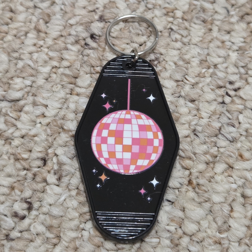 Hand Crafted Black and Pink Disco Ball Key Holder